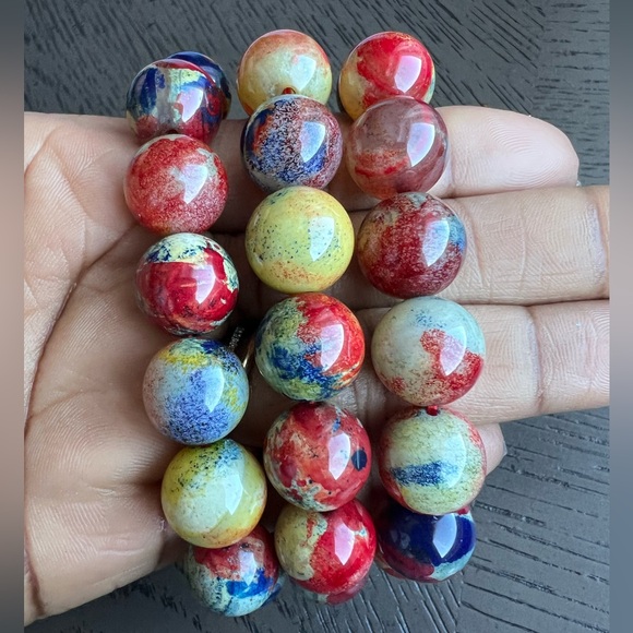 Enhanced colorful agate bracelet 14mm 6.5’ (one) - Picture 2 of 5